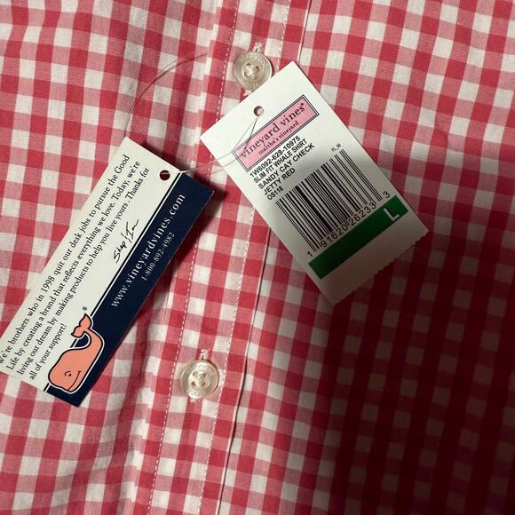 Vineyard Vines Slim Fit Whale Button Down Shirt SZ L Mens Sandy Cay Check Jetty - Picture 4 of 6